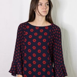 LOFT OUTLET Large BLUE FLORAL BLOUSE